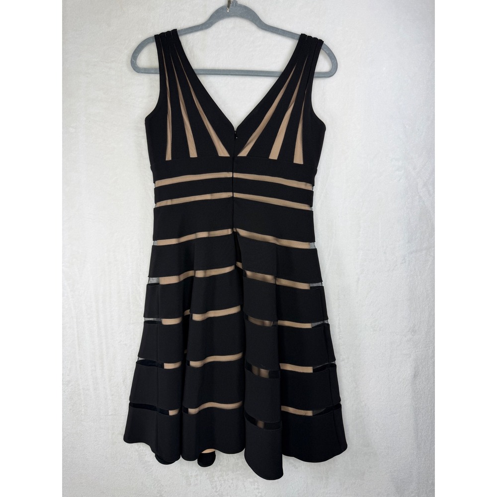 JS Collections Black Illusion Mesh Bandage Fit and Flare Dress 862069 Size 6 - Picture 4 of 9